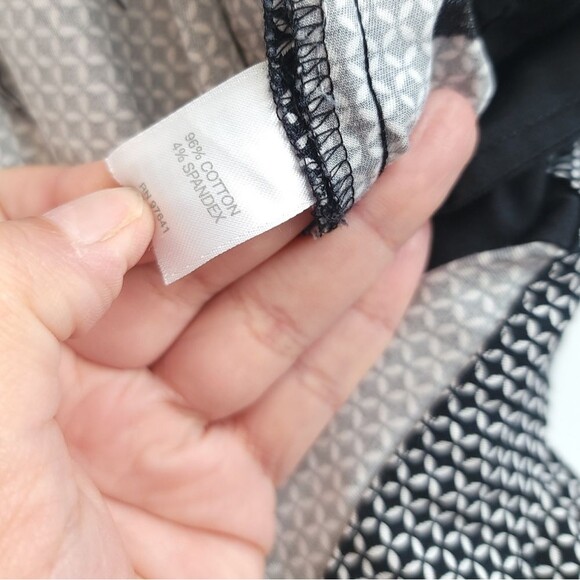 J Jill Crop Pants Preppy Acadamia Geometric Print Black White Stretchy - Picture 9 of 15